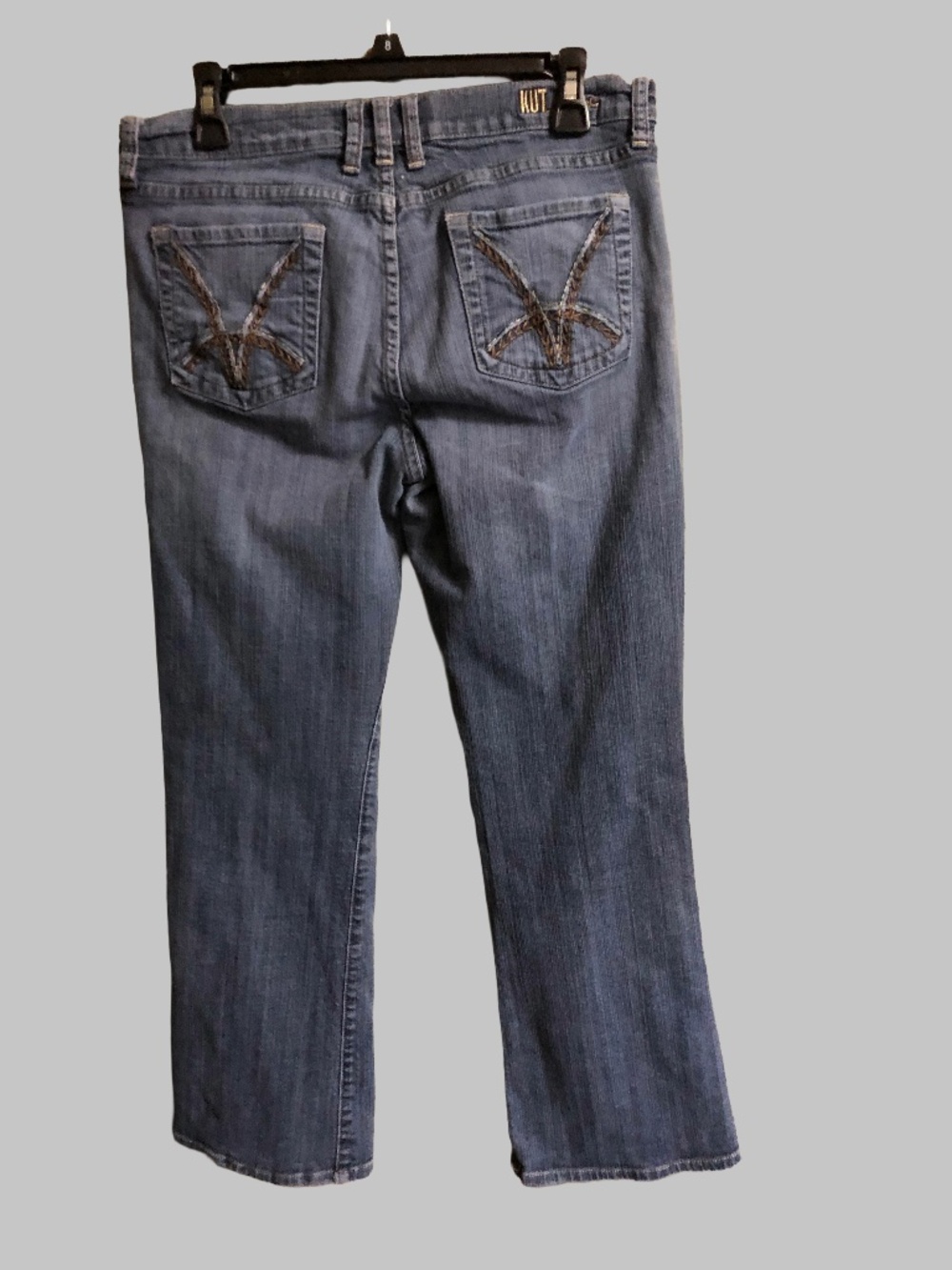KUT from the Kloth Bootcut Jeans Size 10 Braided Pocket Accent Stretch Blue